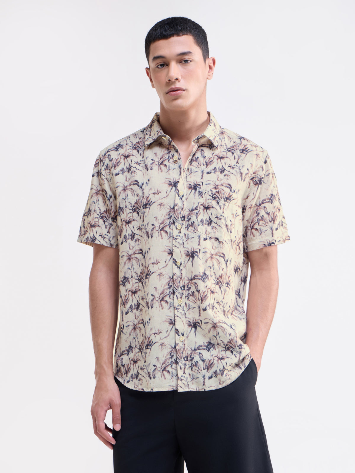 Chocolate Printed Regular Fit Shirt - Choco t4option_0