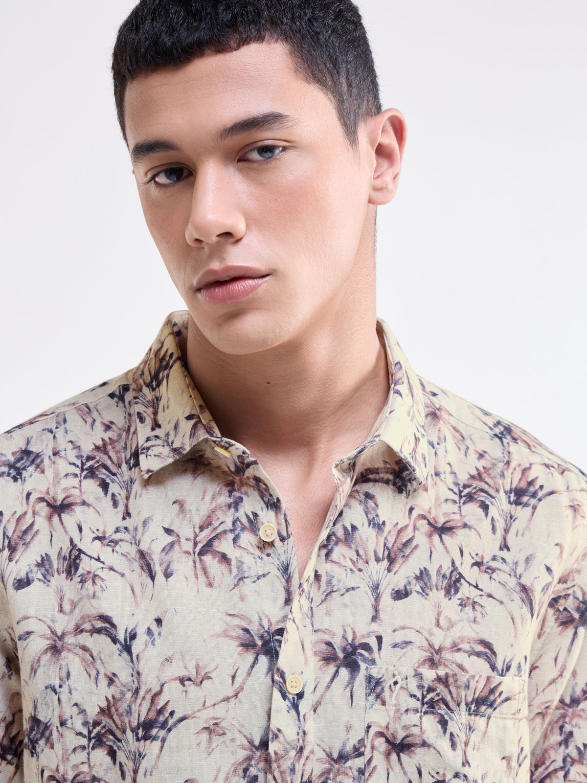 Chocolate Printed Regular Fit Shirt - Choco t4option_0