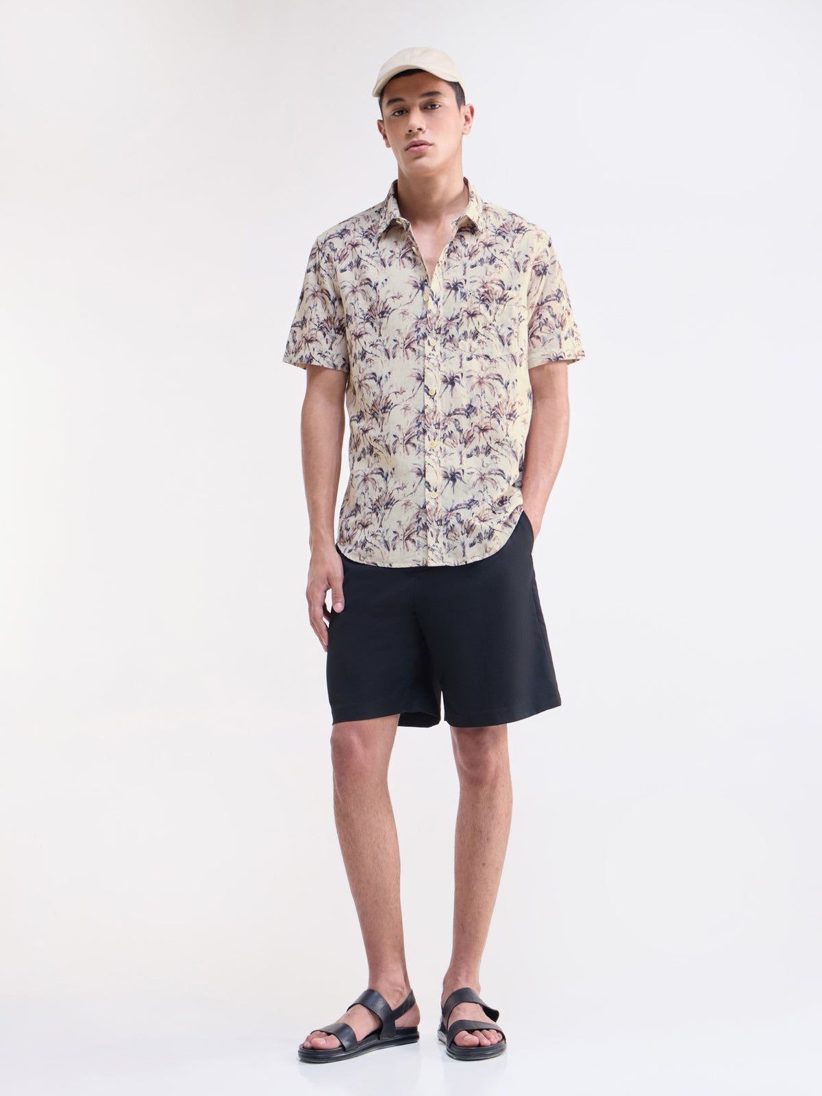 Chocolate Printed Regular Fit Shirt - Choco t4option_0