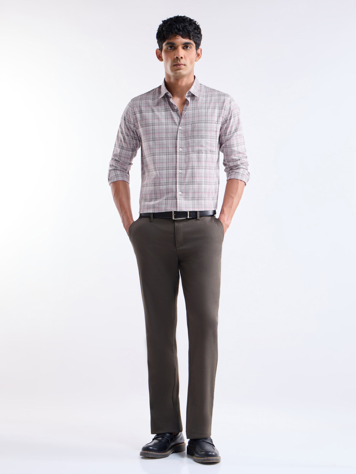 check Regular Fit Shirt - Grey t4option_0