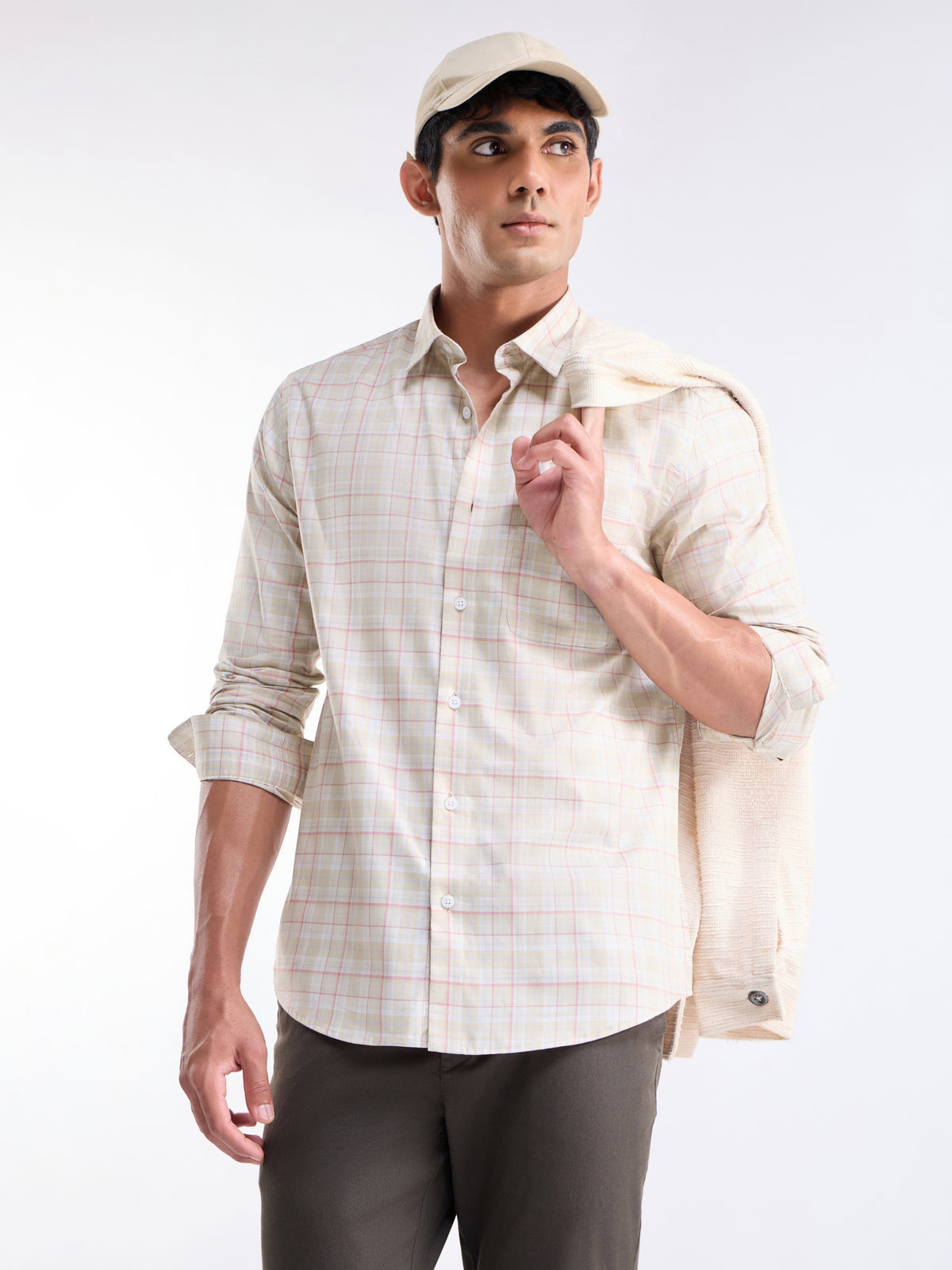 check Regular Fit Shirt - Khaki t4option_1