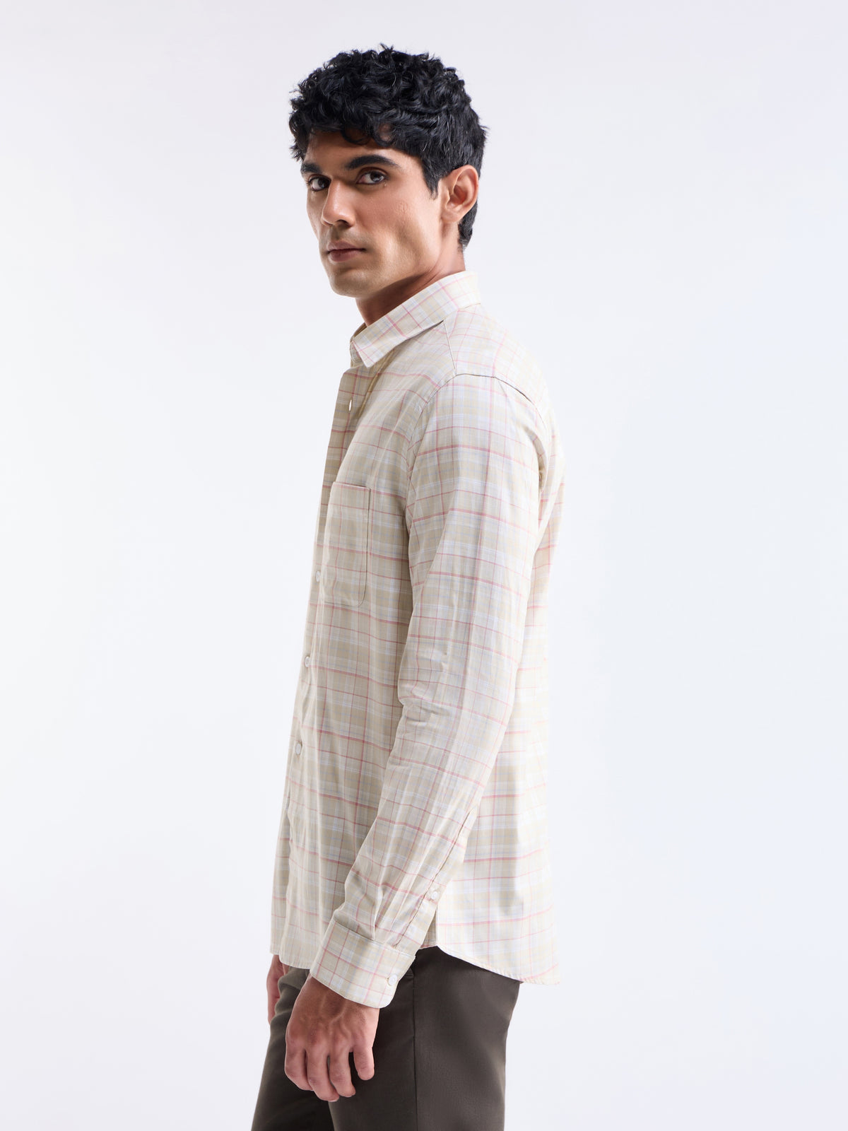check Regular Fit Shirt - Khaki t4option_1