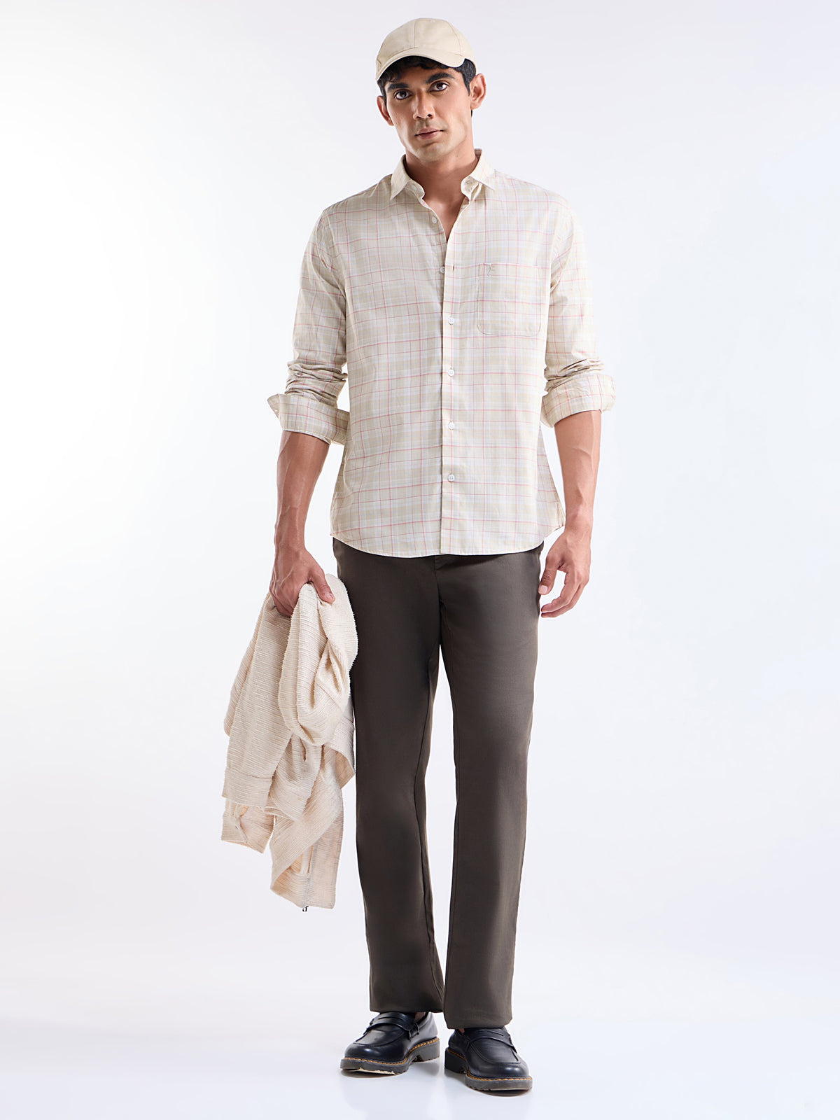 check Regular Fit Shirt - Khaki t4option_1