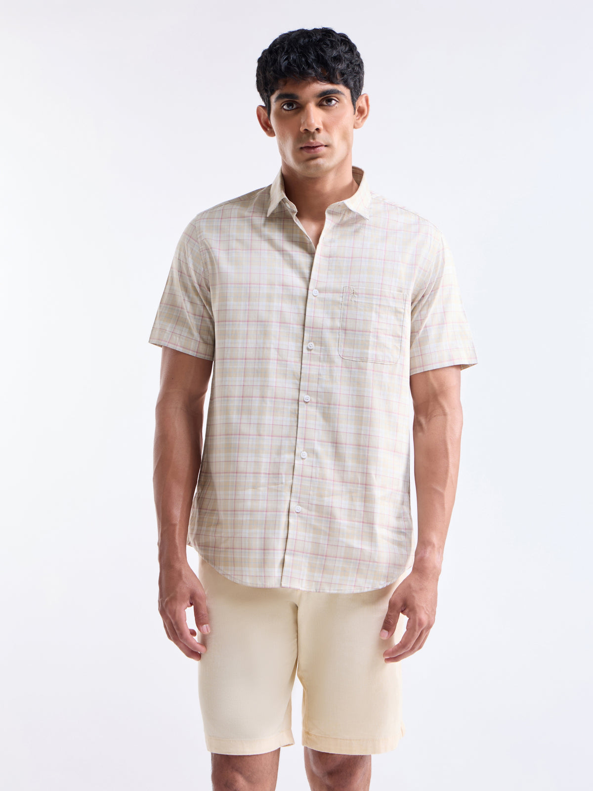check Regular Fit Shirt - Khaki t4option_0