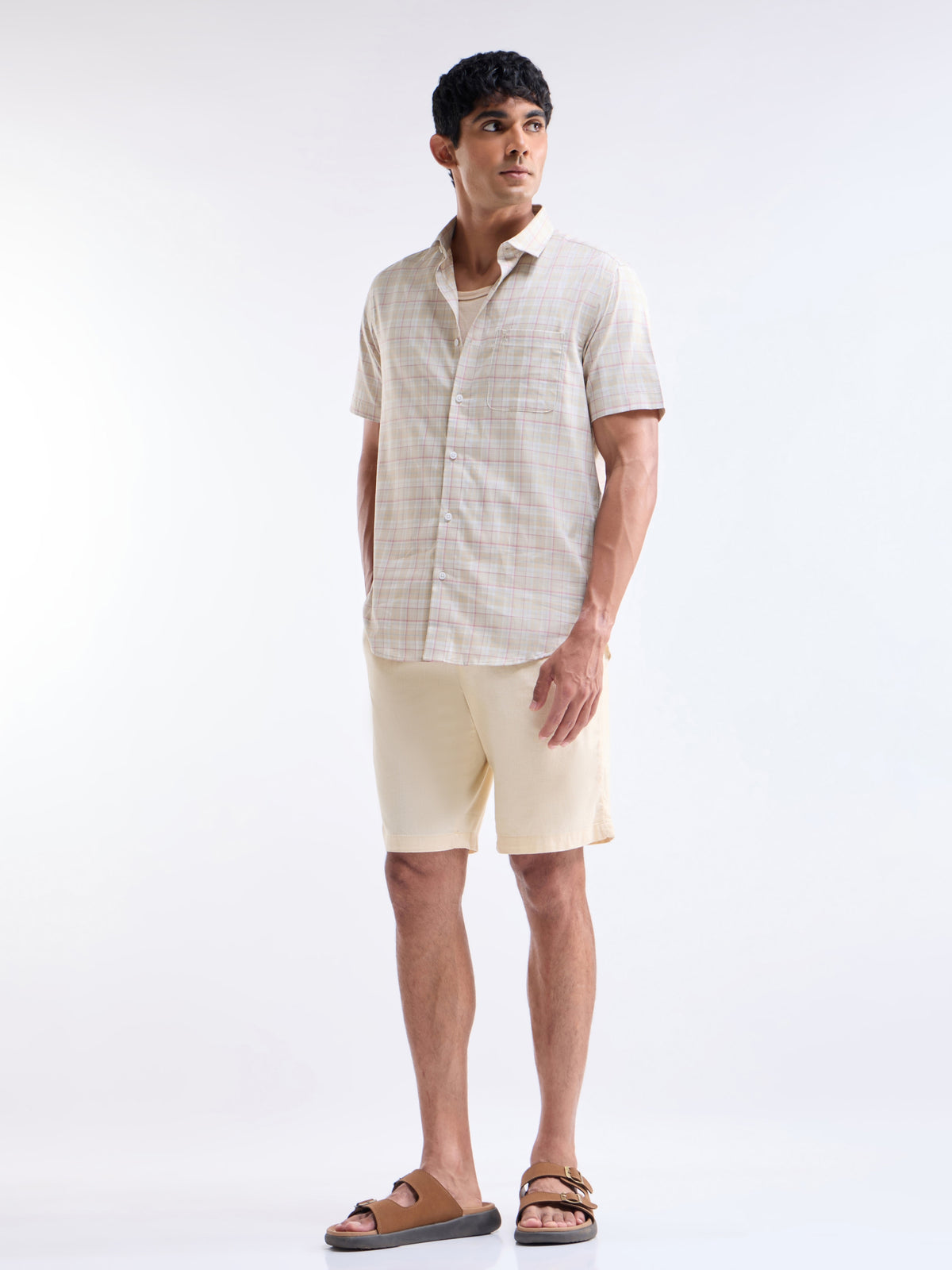 check Regular Fit Shirt - Khaki t4option_0