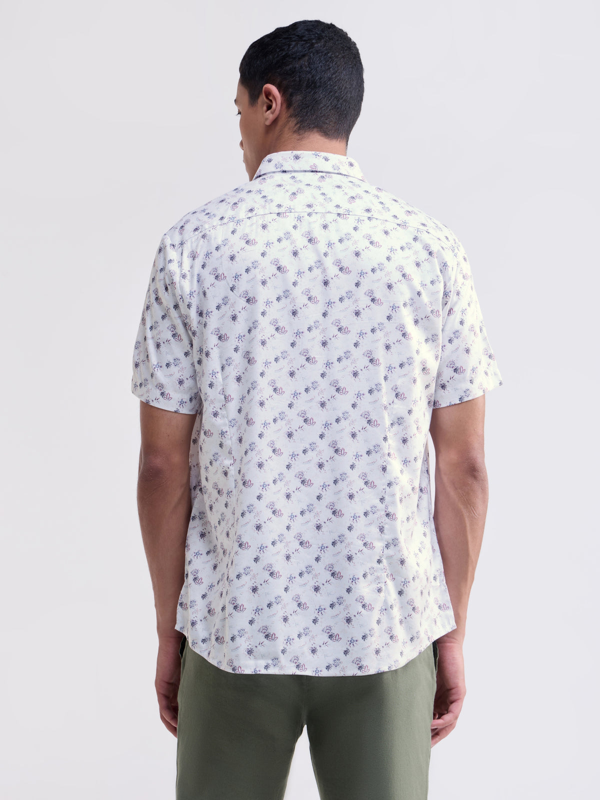 White Printed Regular Fit Shirt - White t4option_0