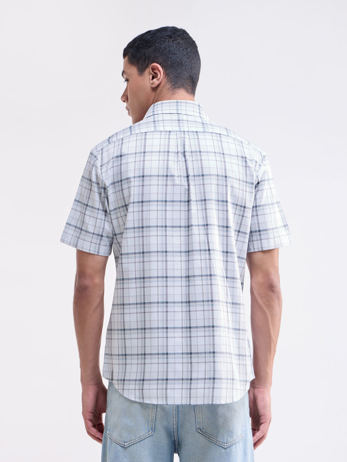 Light Grey check Regular Fit Shirt - Light Grey t4option_0