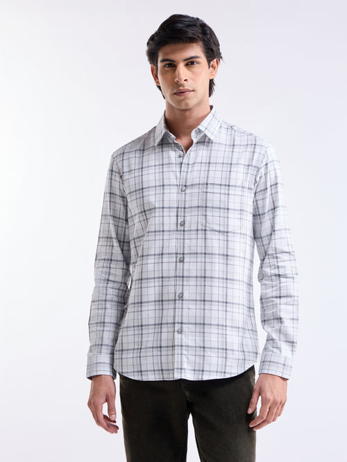 Light Grey check Regular Fit Shirt - Light Grey t4option_0