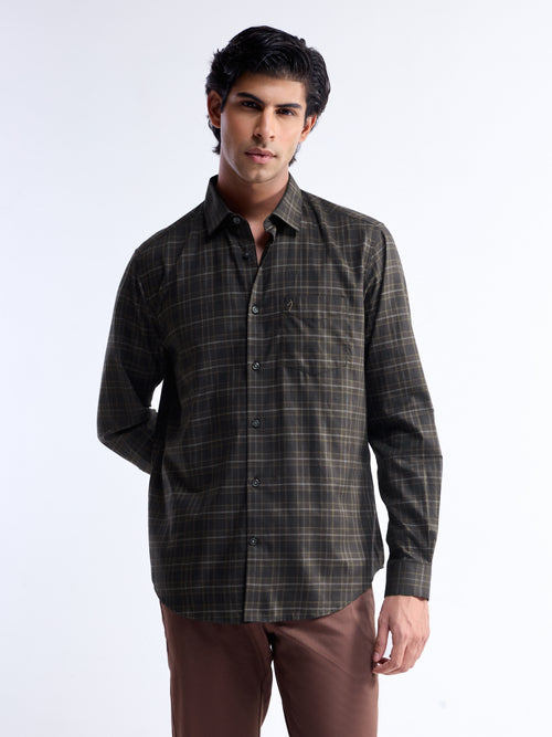 check Regular Fit Shirt - Brown t4option_0