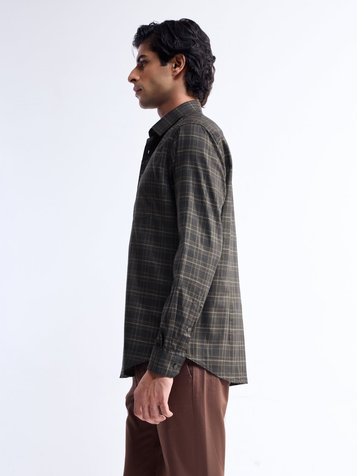 check Regular Fit Shirt - Brown t4option_0
