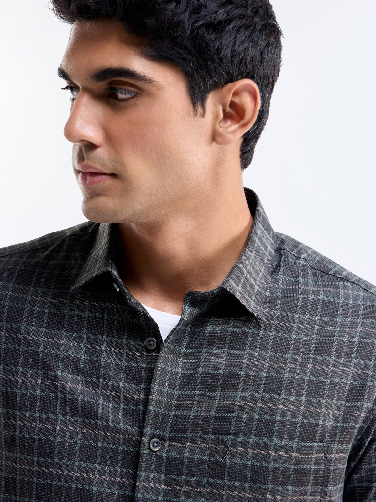 check Regular Fit Shirt - Dark Grey t4option_0
