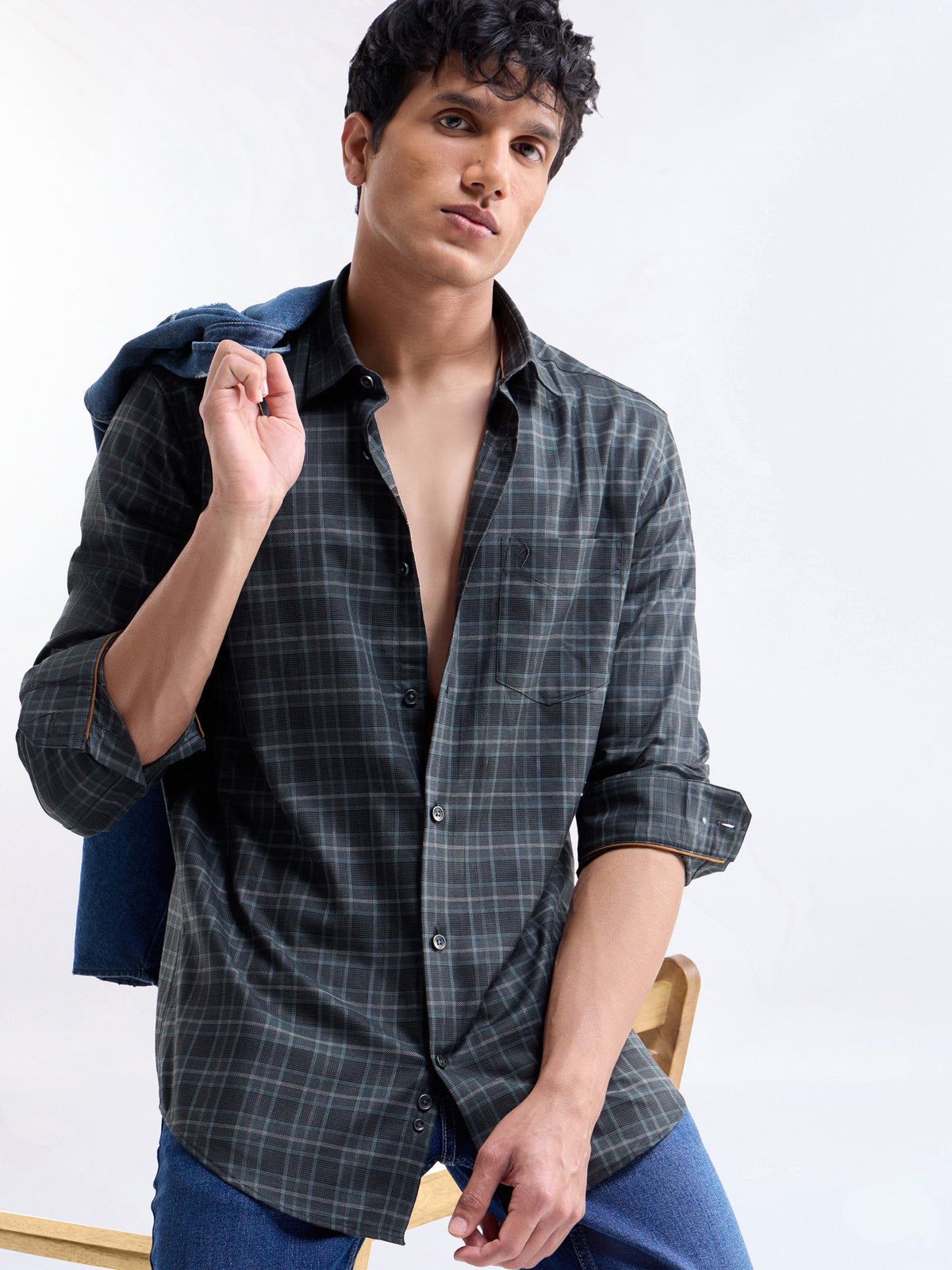check Regular Fit Shirt - Dark Grey t4option_1