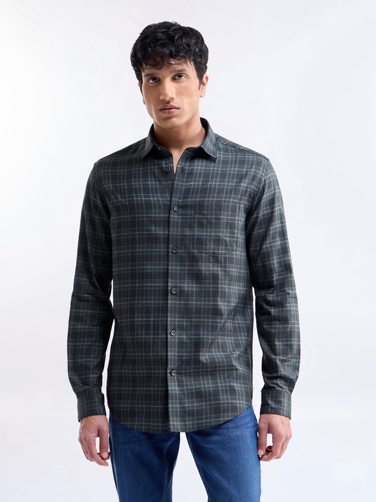 check Regular Fit Shirt - Dark Grey t4option_1