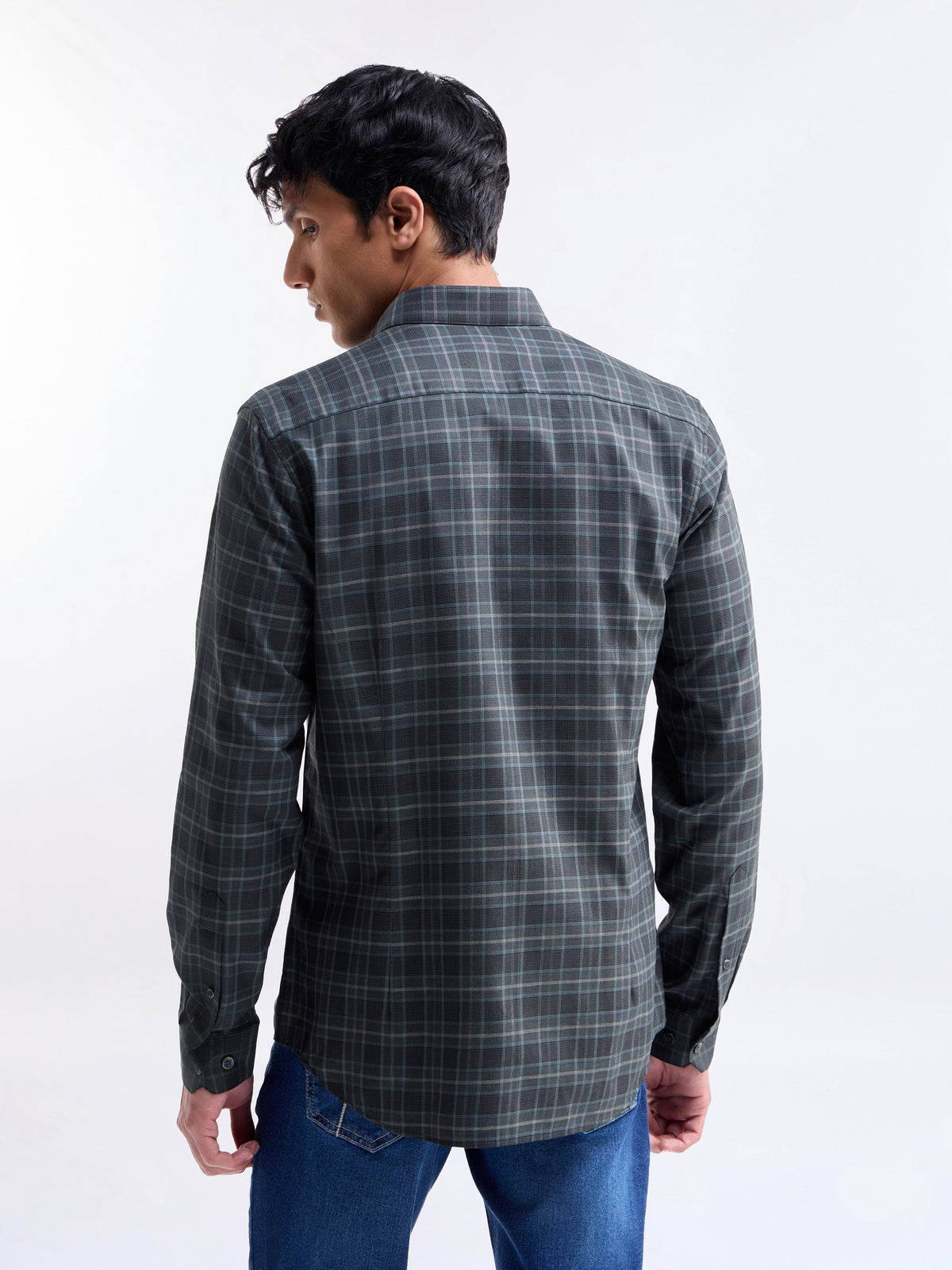 check Regular Fit Shirt - Dark Grey t4option_1