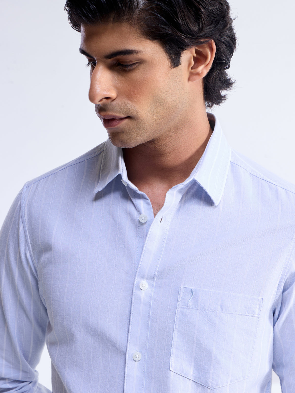 Striped Regular Fit Shirt - Light Sky t4option_0