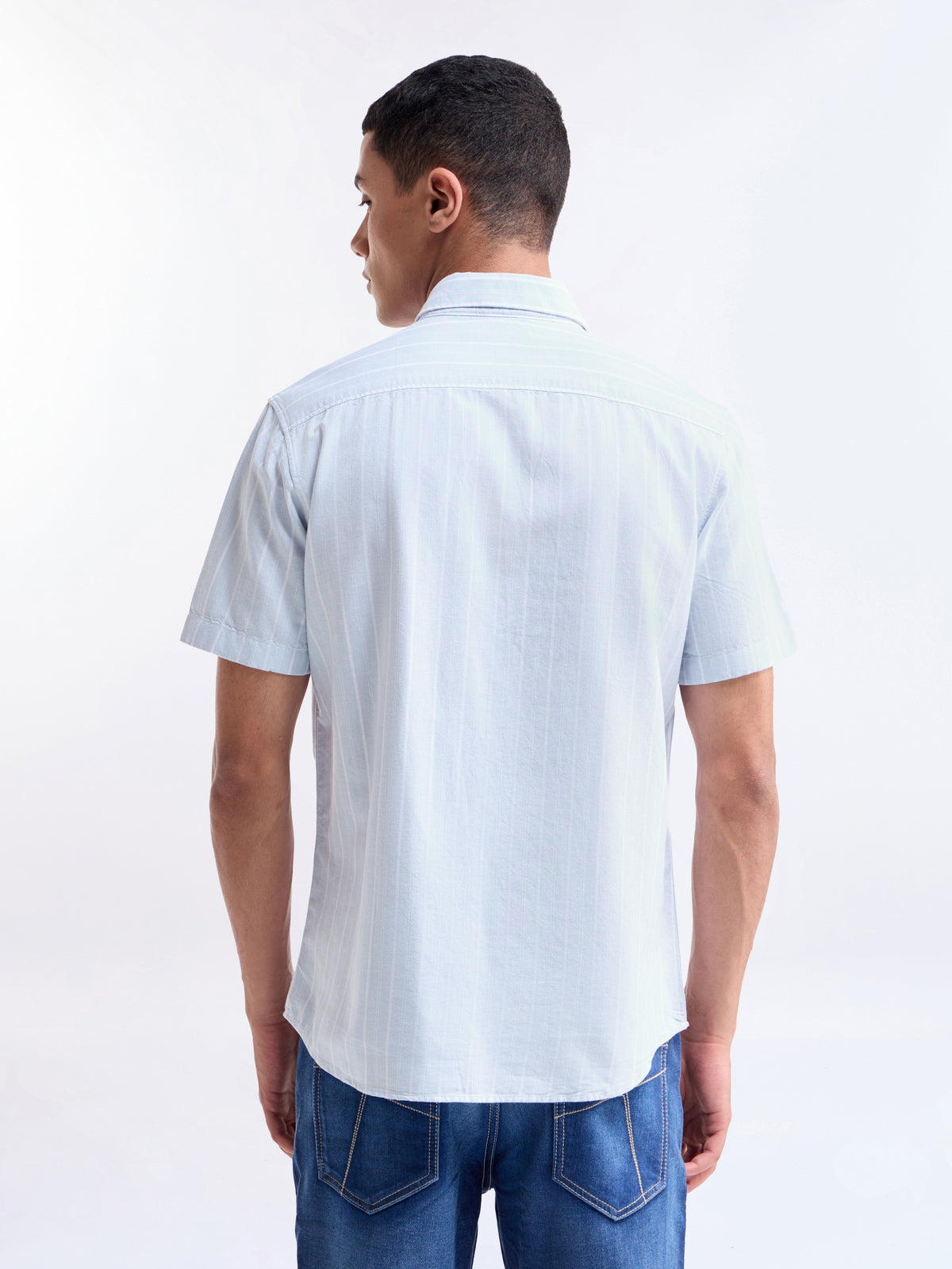 Striped Regular Fit Shirt - Light Sky t4option_0