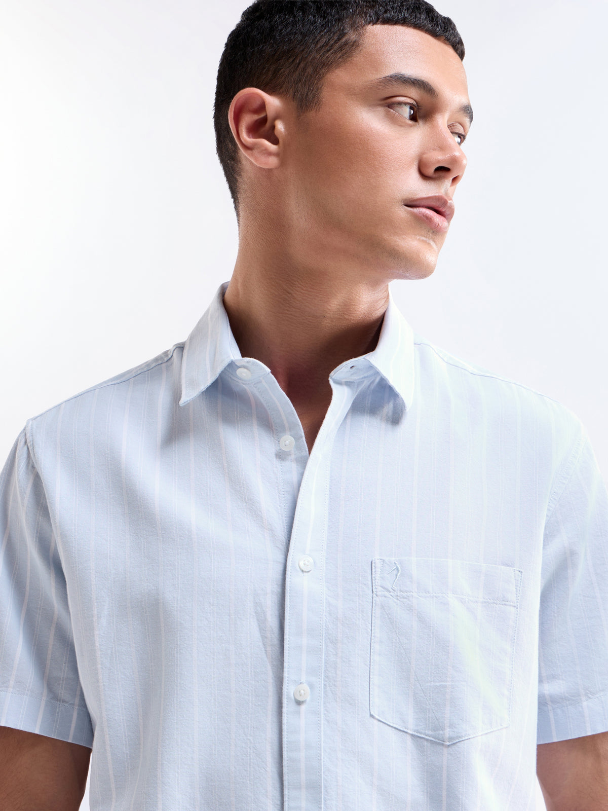 Striped Regular Fit Shirt - Light Sky t4option_0