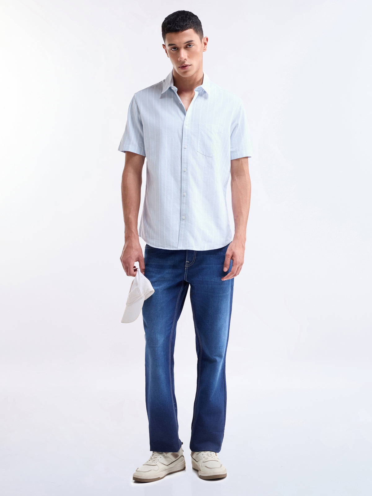 Striped Regular Fit Shirt - Light Sky t4option_0