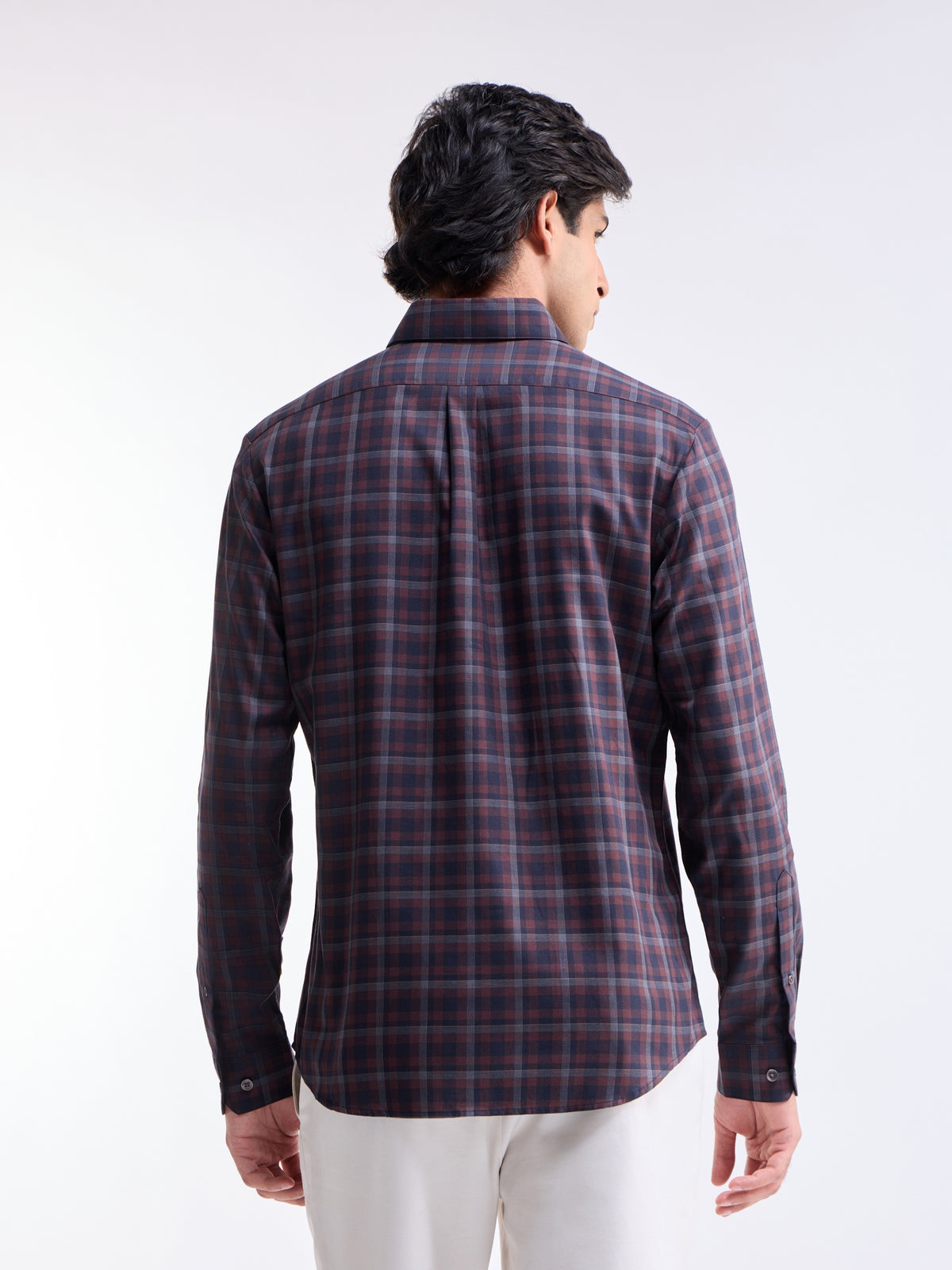 Wine check Regular Fit Shirt - Wine t4option_0
