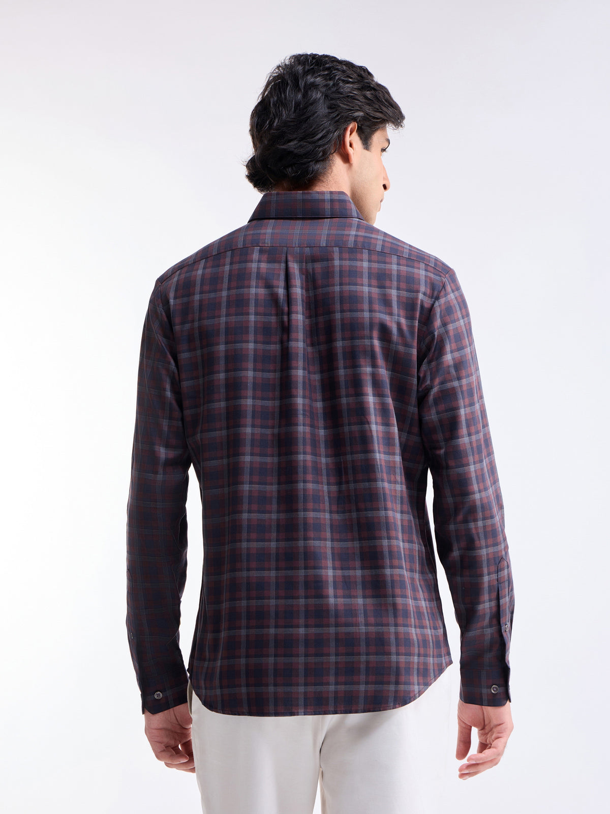 Wine check Regular Fit Shirt - Wine t4option_0