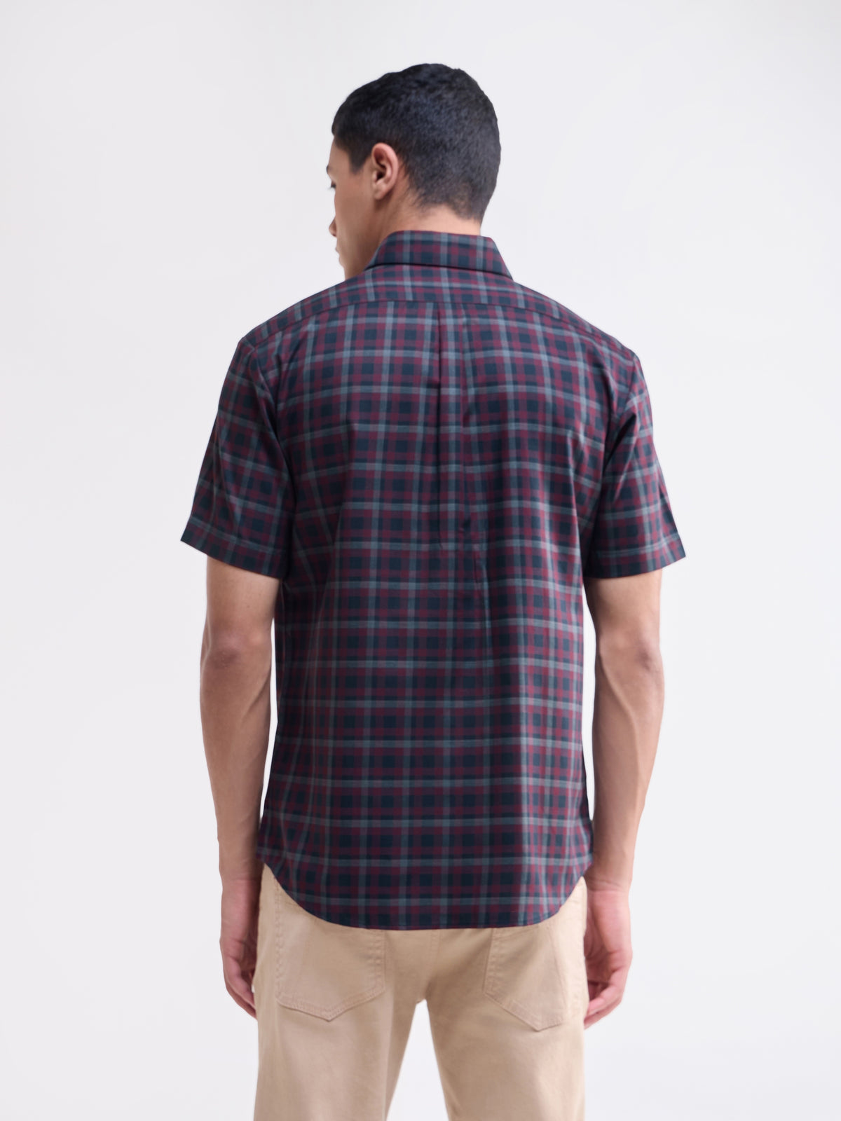 Wine check Regular Fit Shirt - Wine t4option_0