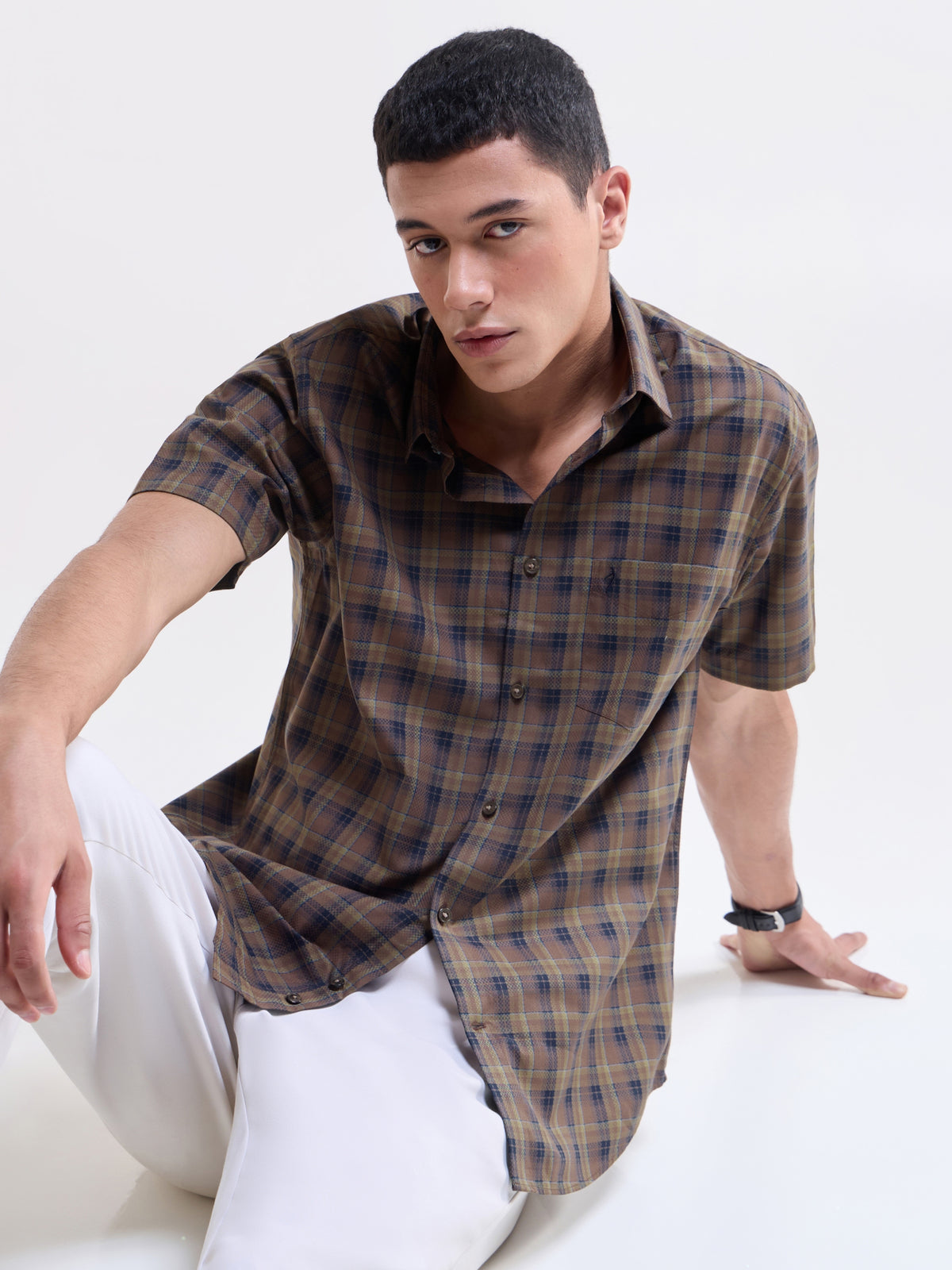 check Regular Fit Shirt - Tabacco t4option_1