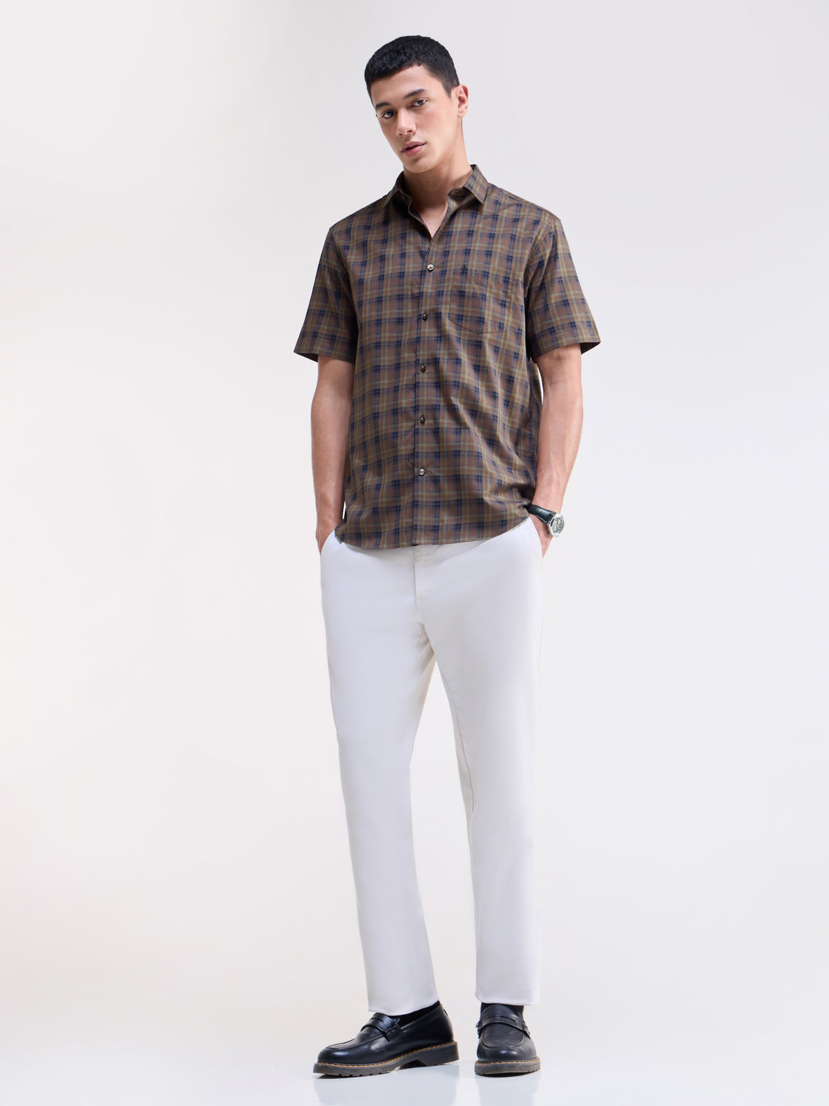 check Regular Fit Shirt - Tabacco t4option_1