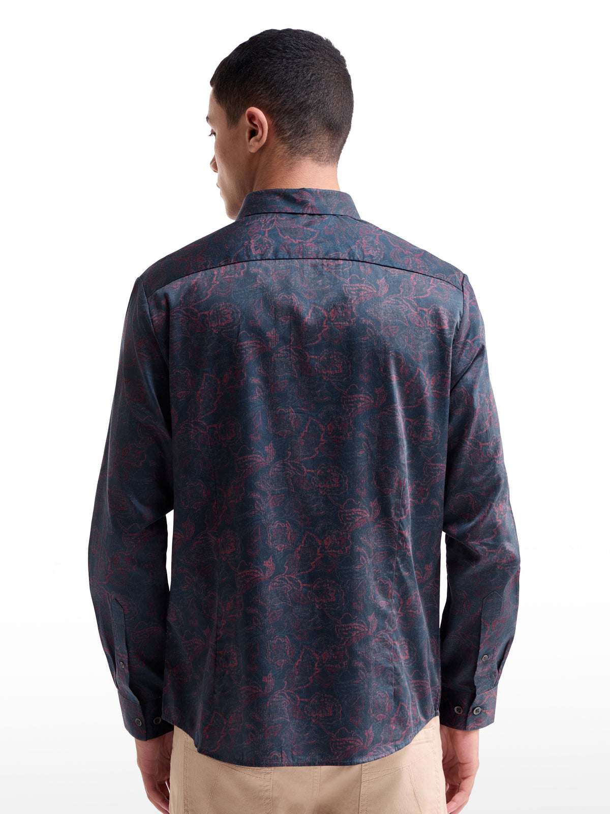 Printed Regular Fit Shirt - Navy t4option_0