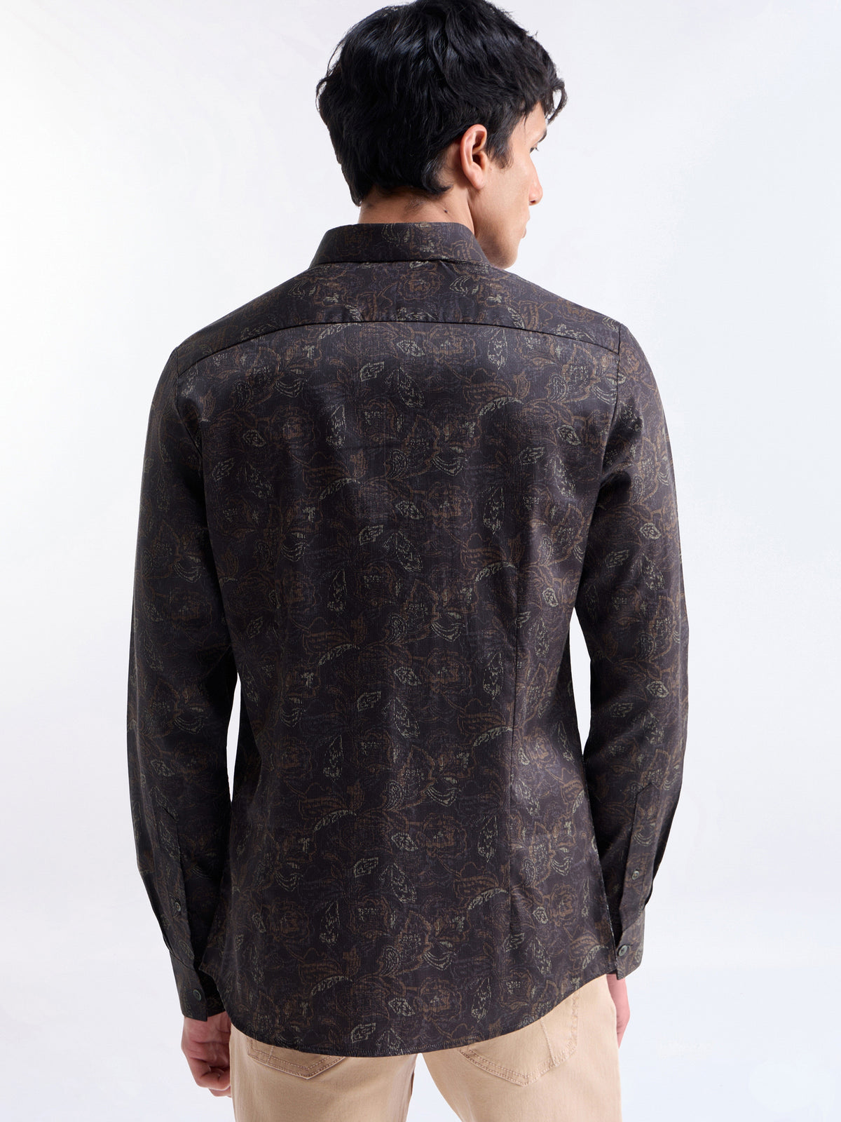 Printed Regular Fit Shirt - Wine t4option_1