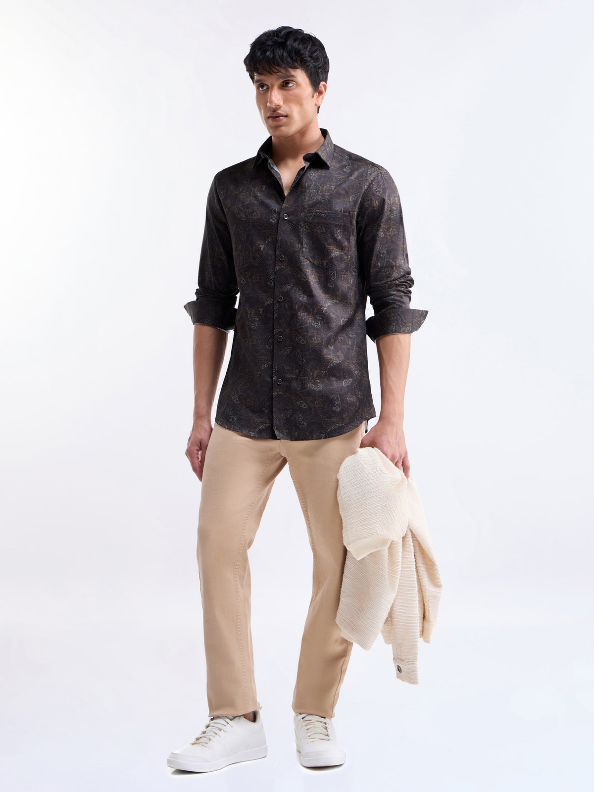 Printed Regular Fit Shirt - Wine t4option_1
