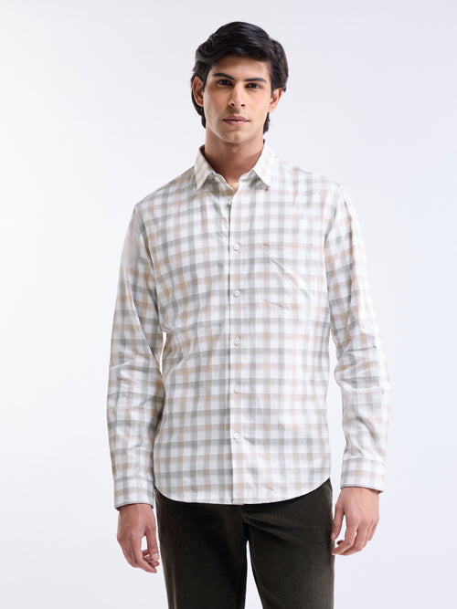 check Regular Fit Shirt - Khaki t4option_0