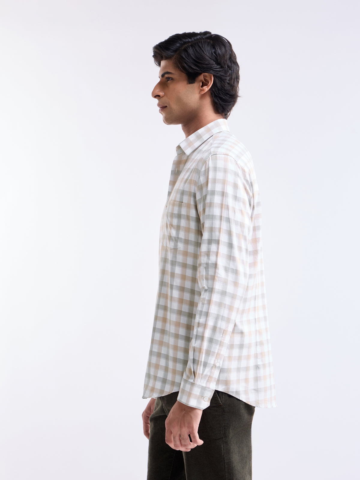 check Regular Fit Shirt - Khaki t4option_0