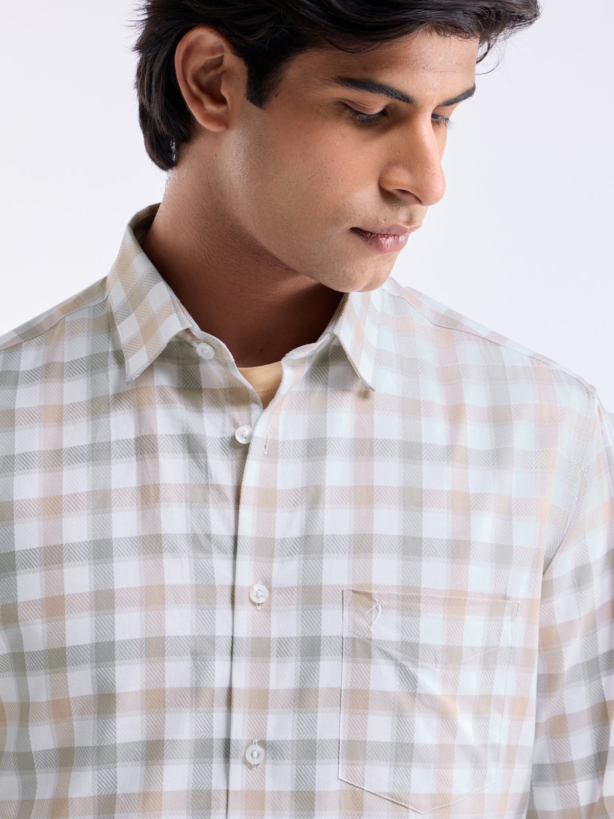 check Regular Fit Shirt - Khaki t4option_0