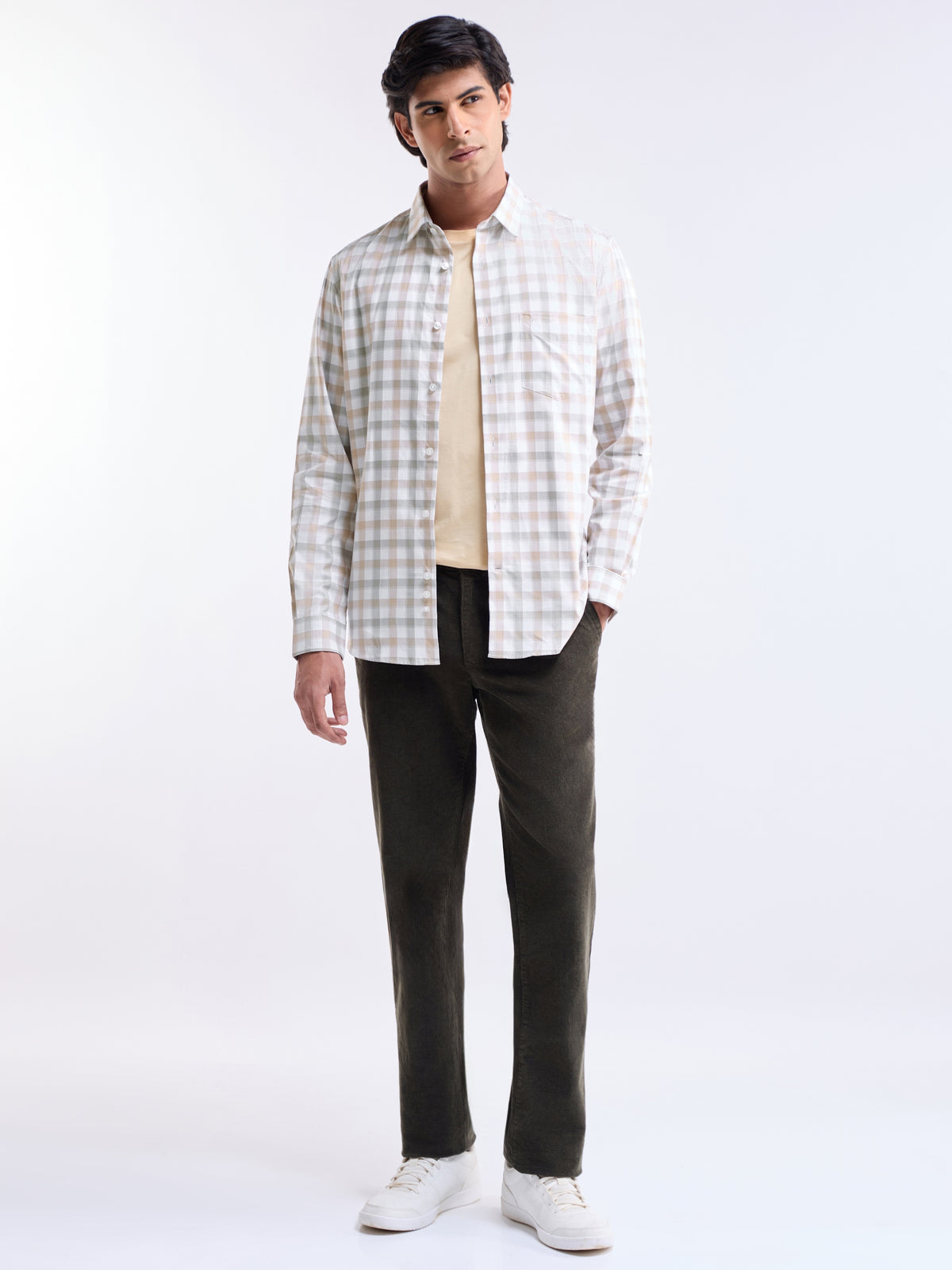 check Regular Fit Shirt - Khaki t4option_0