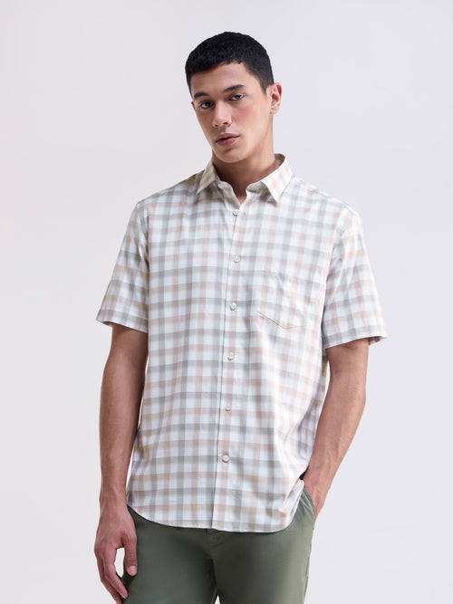 check Regular Fit Shirt - Khaki t4option_0