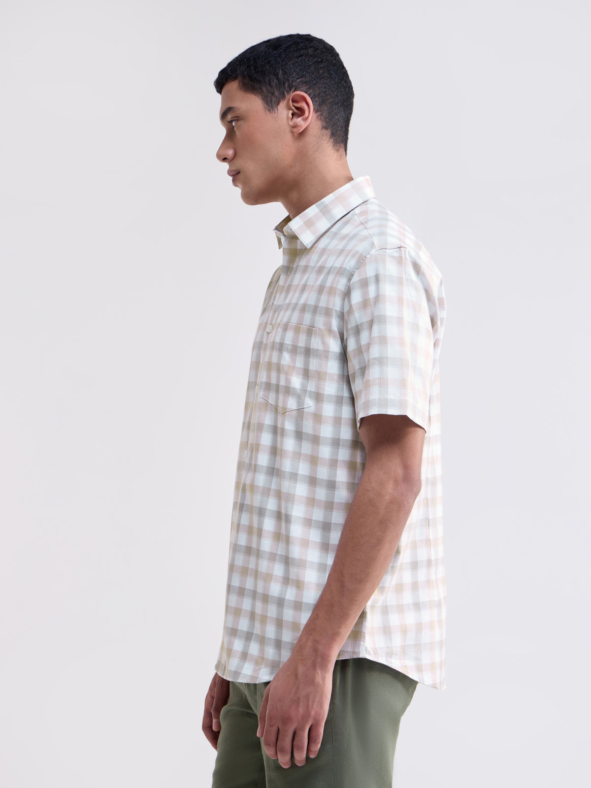 check Regular Fit Shirt - Khaki t4option_0