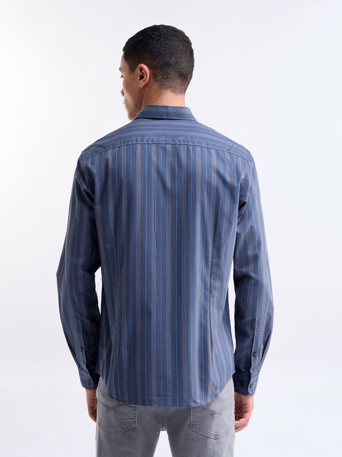 Purple Striped Regular Fit Shirt - Purple t4option_0