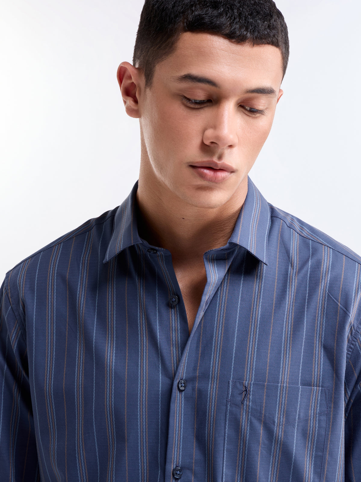 Purple Striped Regular Fit Shirt - Purple t4option_0