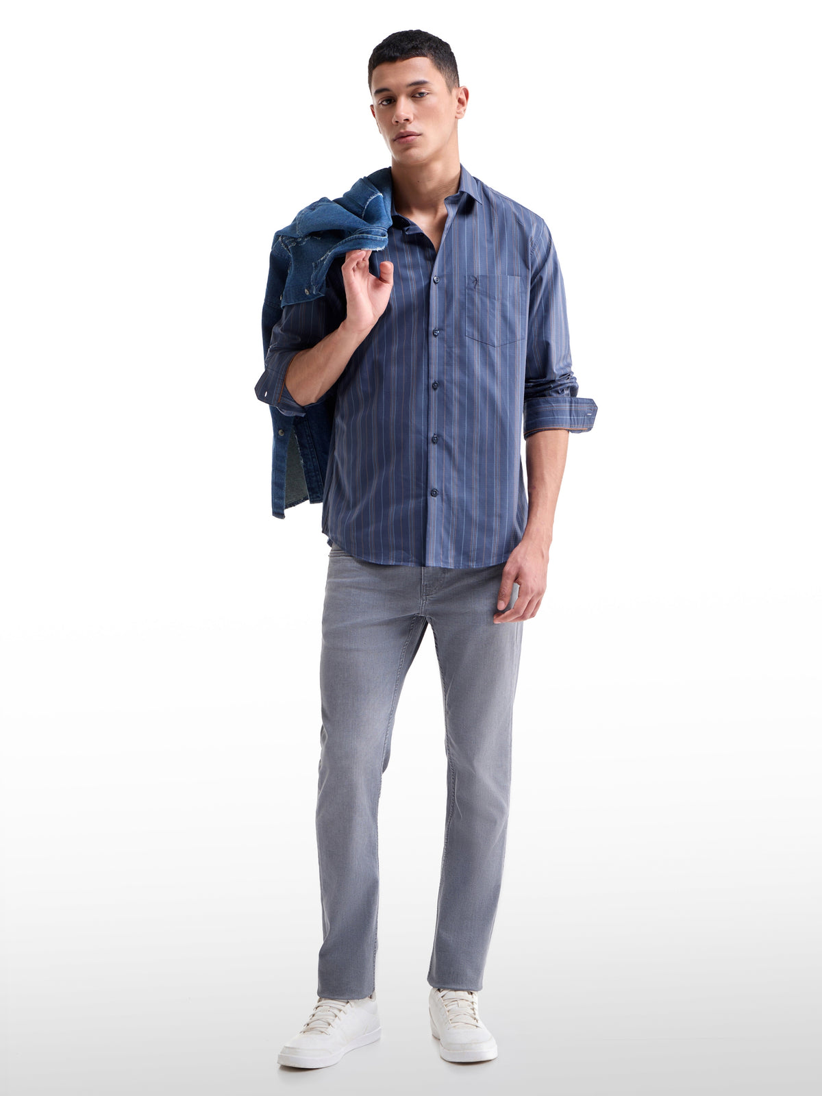 Purple Striped Regular Fit Shirt - Purple t4option_0