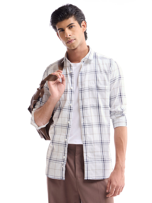 White check Regular Fit Shirt - White t4option_0