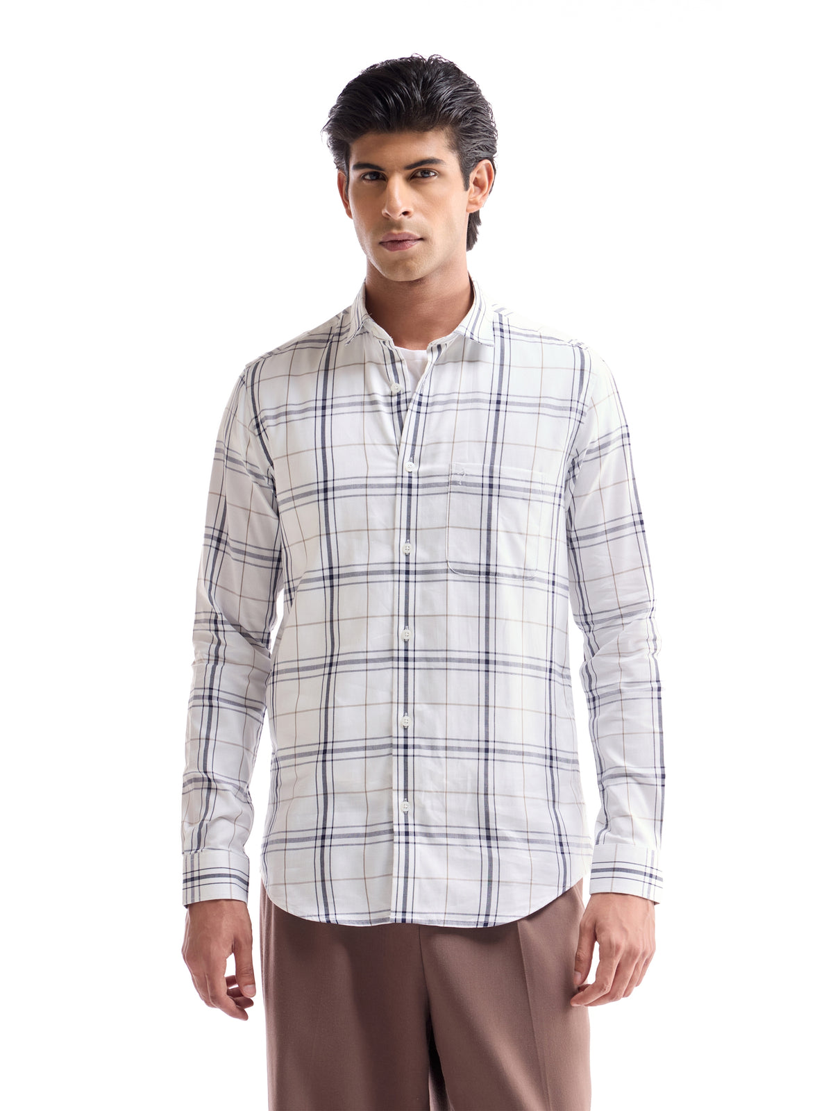 White check Regular Fit Shirt - White t4option_0