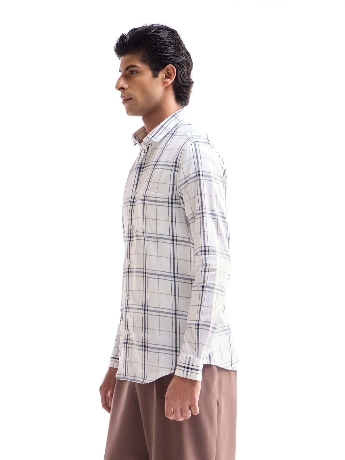 White check Regular Fit Shirt - White t4option_0