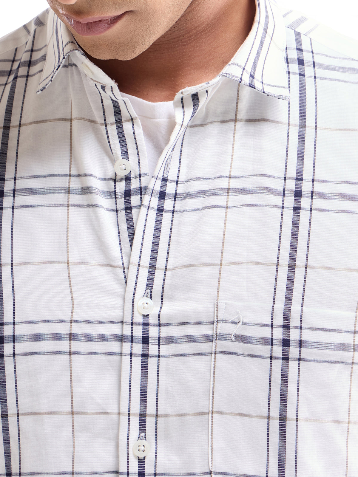 White check Regular Fit Shirt - White t4option_0