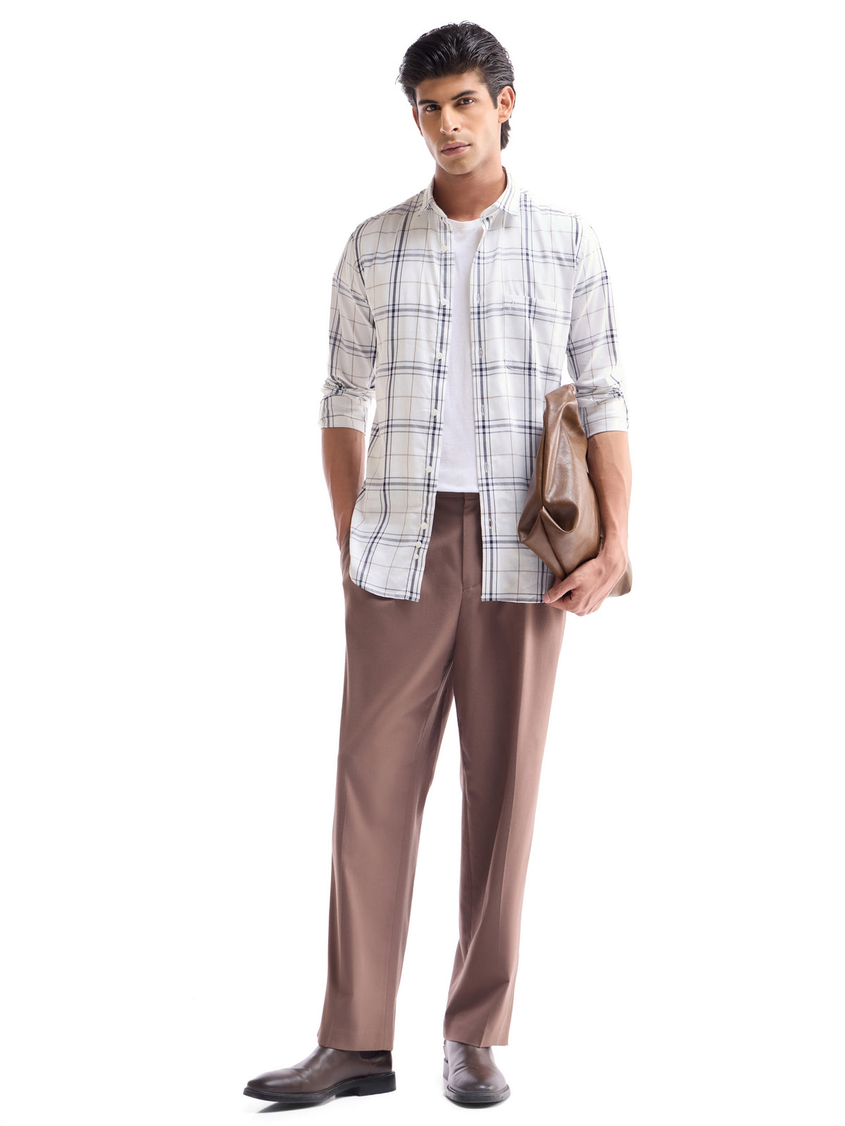 White check Regular Fit Shirt - White t4option_0
