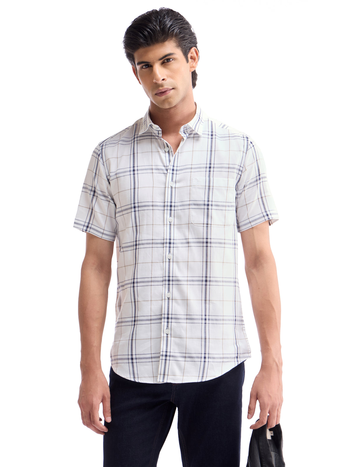 White check Regular Fit Shirt - White t4option_0
