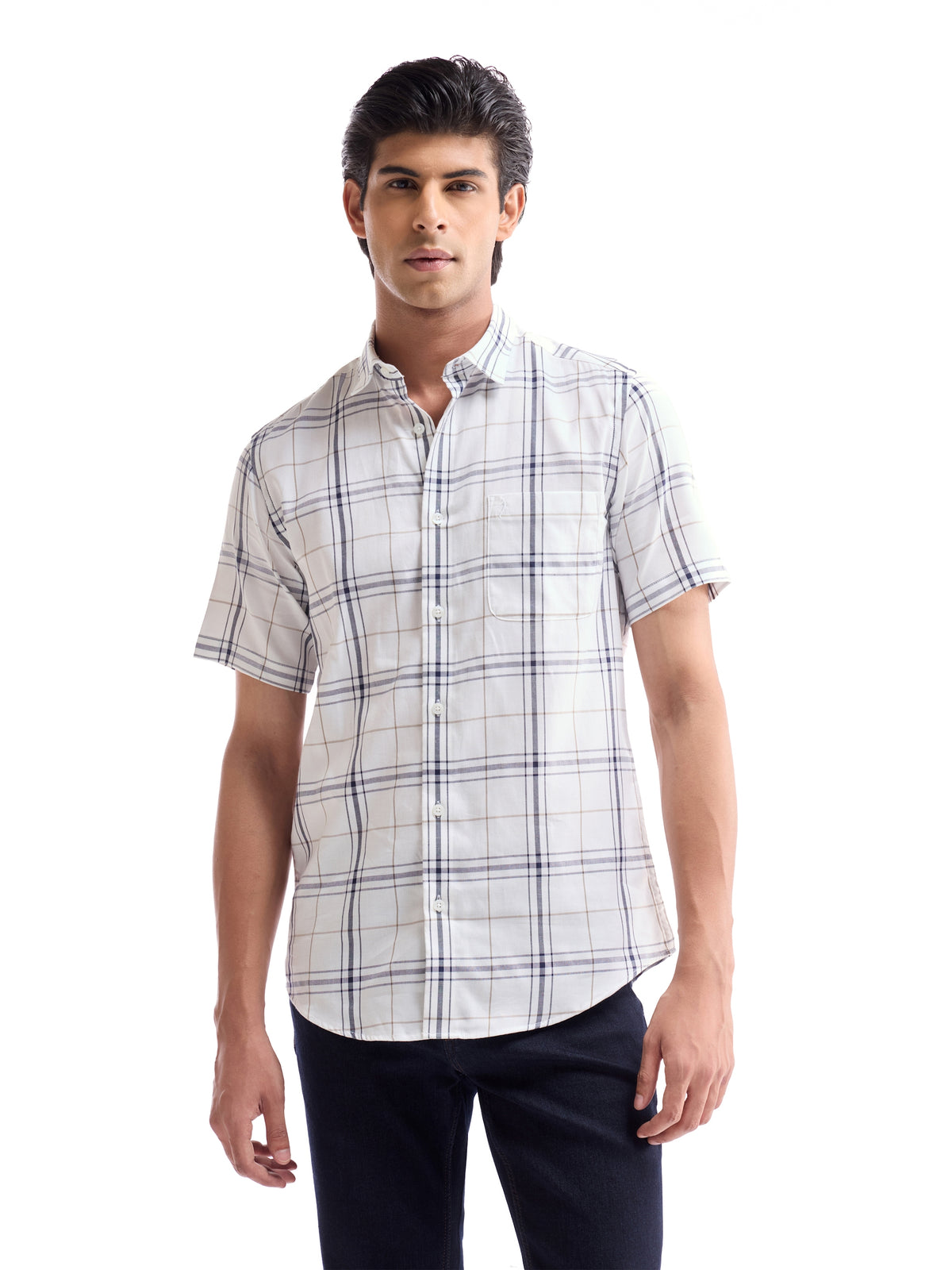 White check Regular Fit Shirt - White t4option_0