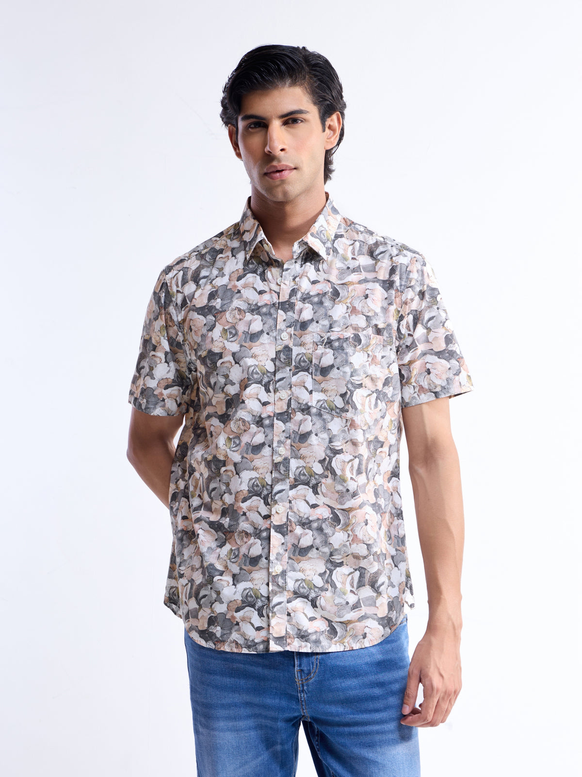 Printed Regular Fit Shirt - Gasoline t4option_0