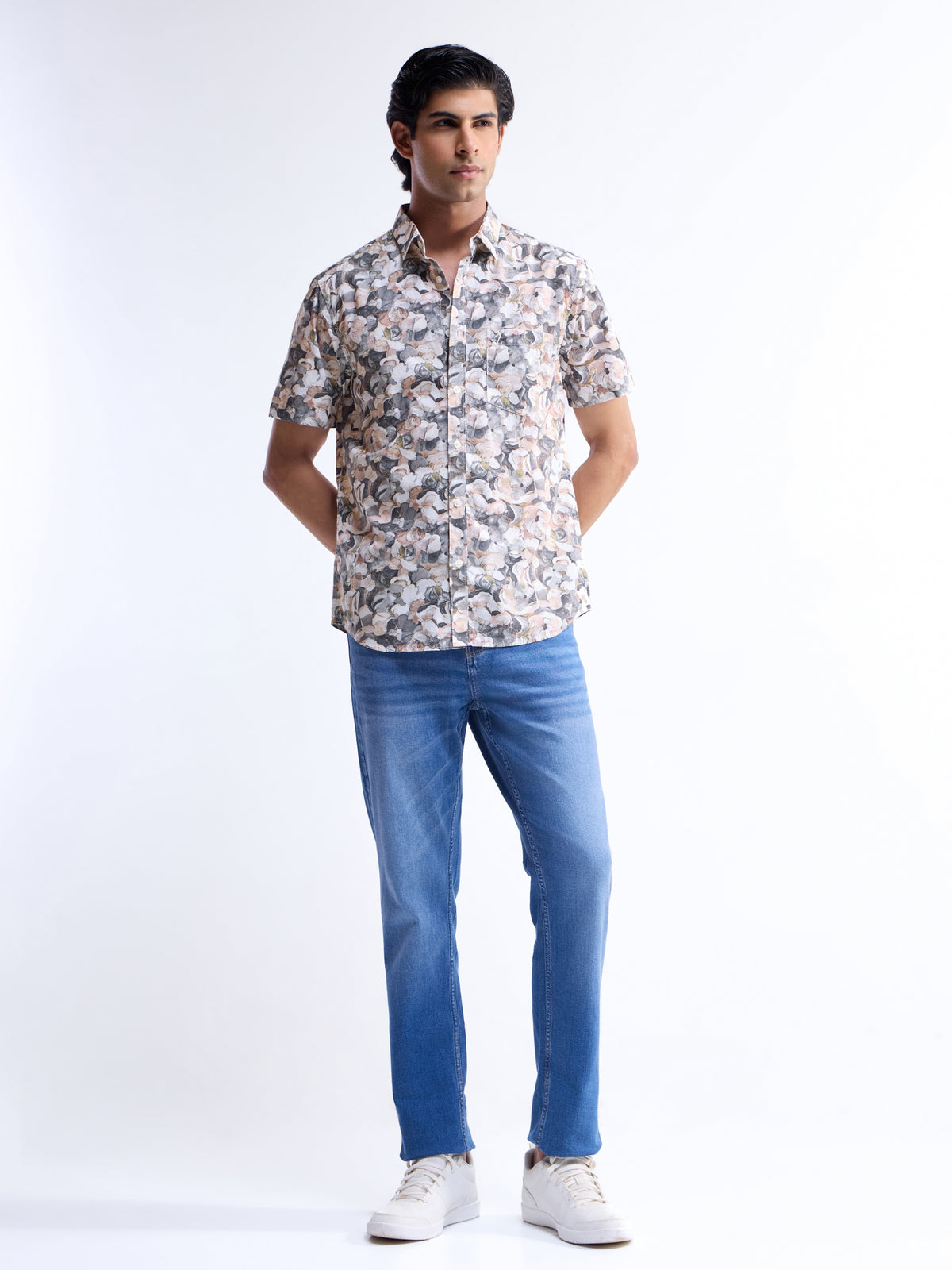 Printed Regular Fit Shirt - Gasoline t4option_0