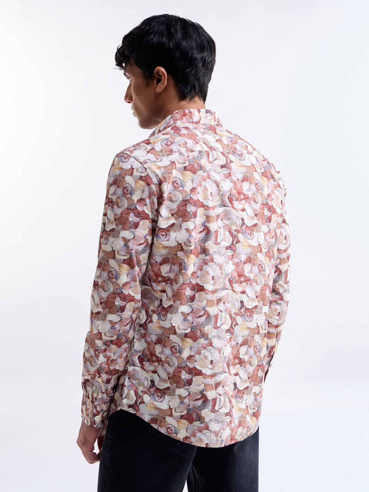 Printed Full Sleeve Cotton Shirt - Rust t4option_0