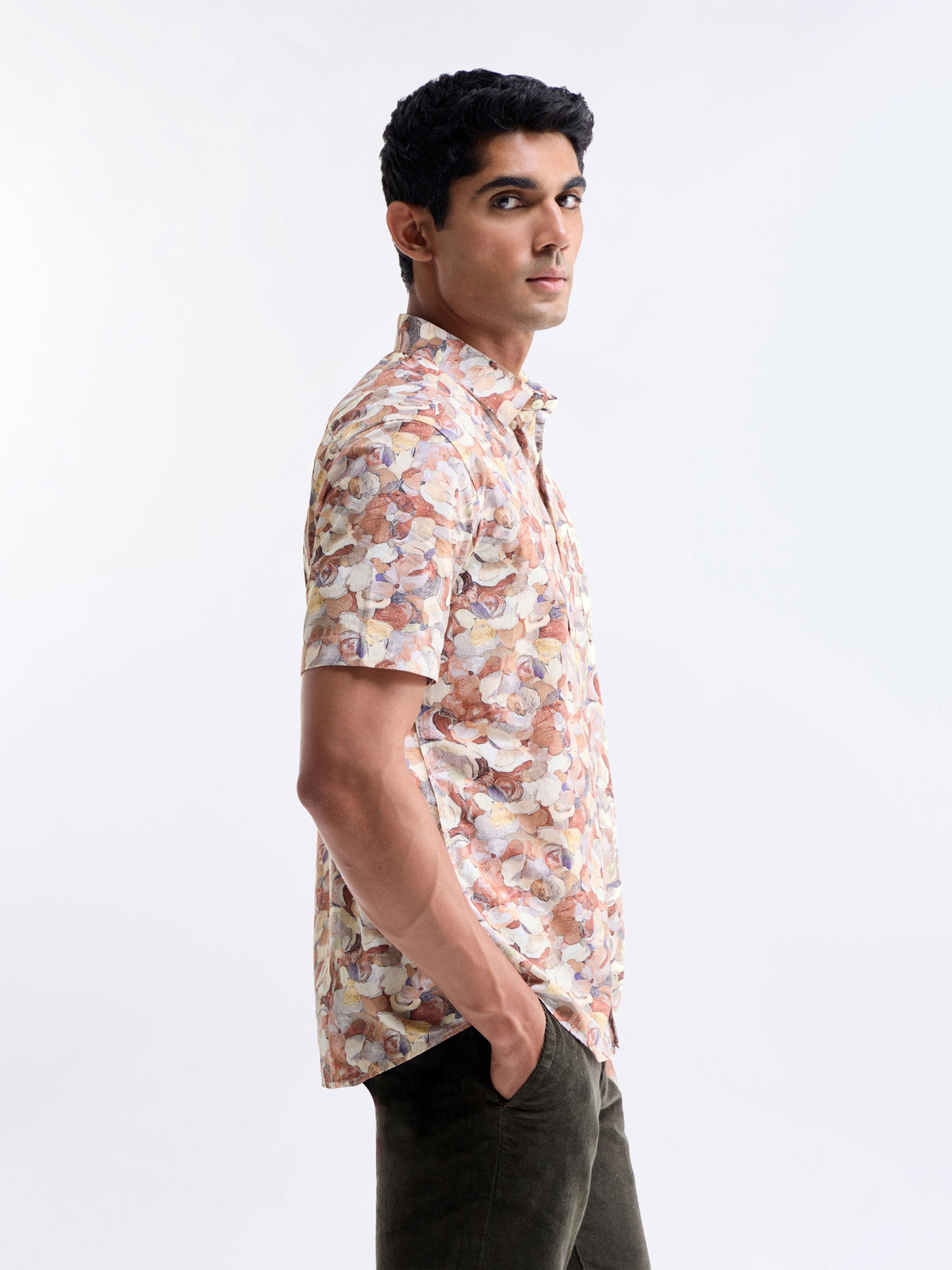 Printed Regular Fit Shirt - Rust t4option_1